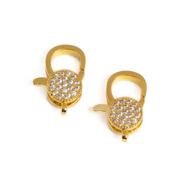 Karabina 20x13mm zlat� s b�l�mi zirkony