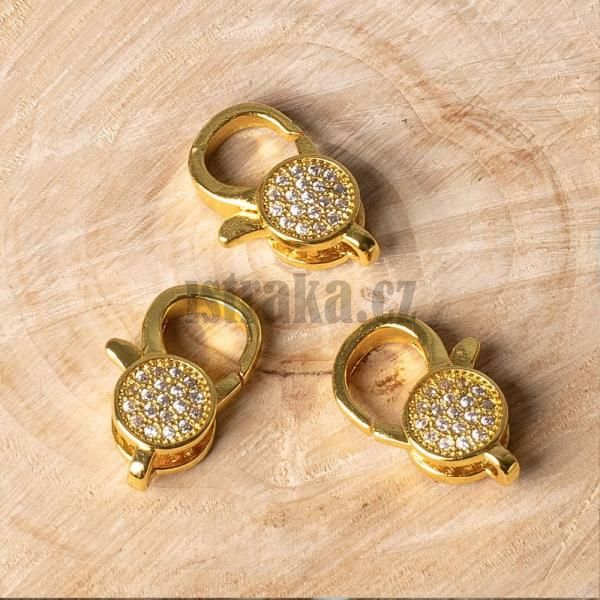 Karabina 16x10mm zlat s blmi zirkony