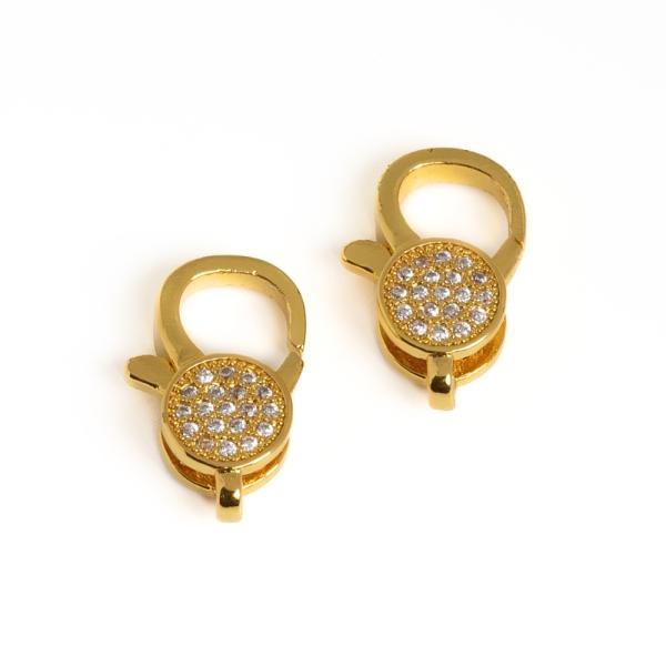 Karabina 16x10mm zlat� s b�l�mi zirkony