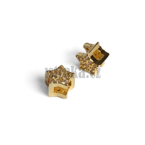 Mini hvzdika korlek 5,5mm zlat s blmi zirkony