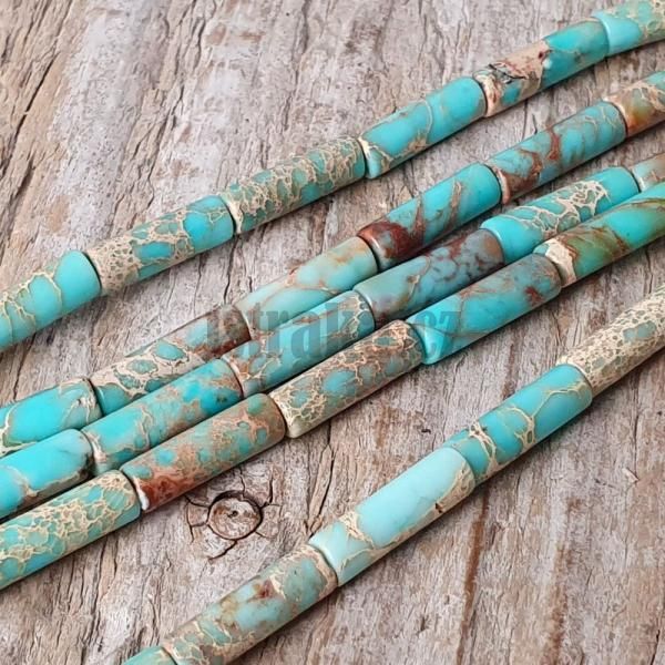 Jaspis regalit korlky 4x13mm trubiky tyrkysov ra