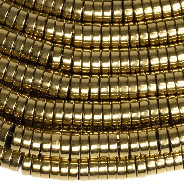 Hematit kor�lky heishi 6mm svetl� zlat� ���ra