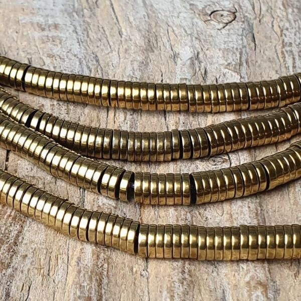 Hematit korlky heishi 4x1mm zlat ra
