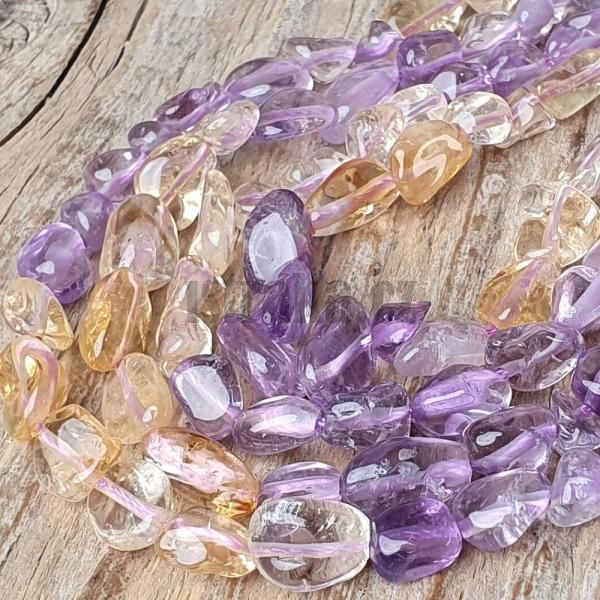 Ametyst a citrn mix korlky nugety 6x8mm ra