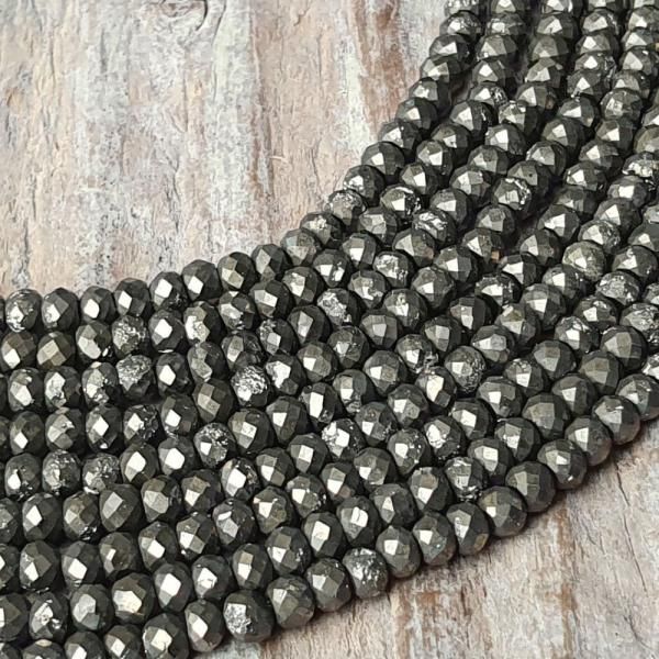 Pyrit korlky 3x2mm rondelky brouen ra