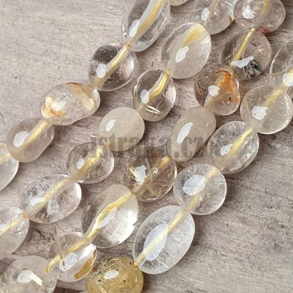 Kil se zlatm rutilem korlky nugety 8x10mm ra