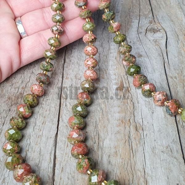 koralky-z-mineralu-unakit-6x10mm-rondelky-brusene-fazetovane-leskle-zelene-oranzove-fareb