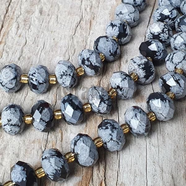 Obsidin vlokov korlky 6x10mm rondelky brouen plra