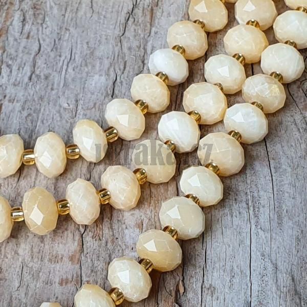 Jadeit svtlelut korlky 6x10mm rondelky brouen plra