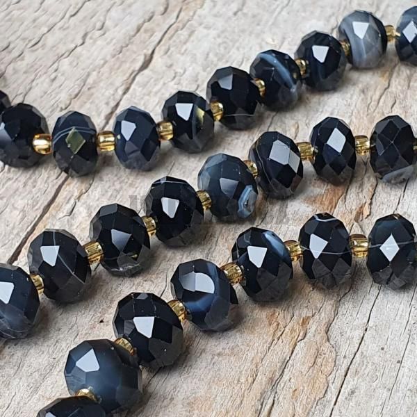 Acht krajkov ern korlky 6x10mm rondelky brouen plra
