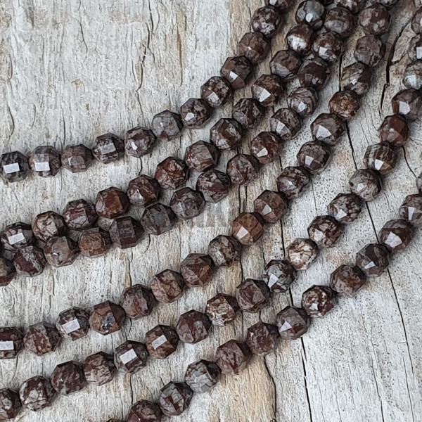 Obsidin vlokov hnd korlky 4mm brouen soudek plra