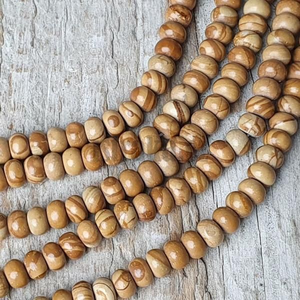 Jaspis woodgrain korlky 4x6mm tun rondelky plra