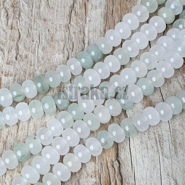 Jadeit svtlezelen korlky 4x6mm tun rondelky plra