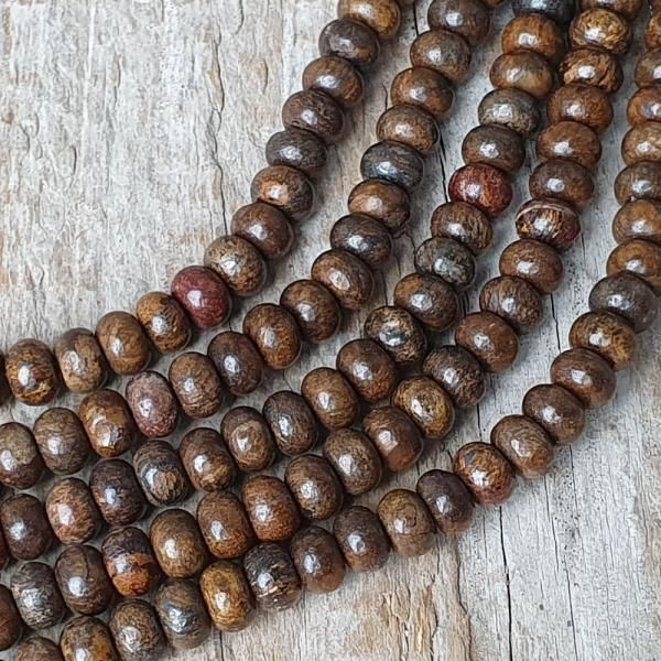 Bronzit korlky 4x6mm tun rondelky plra