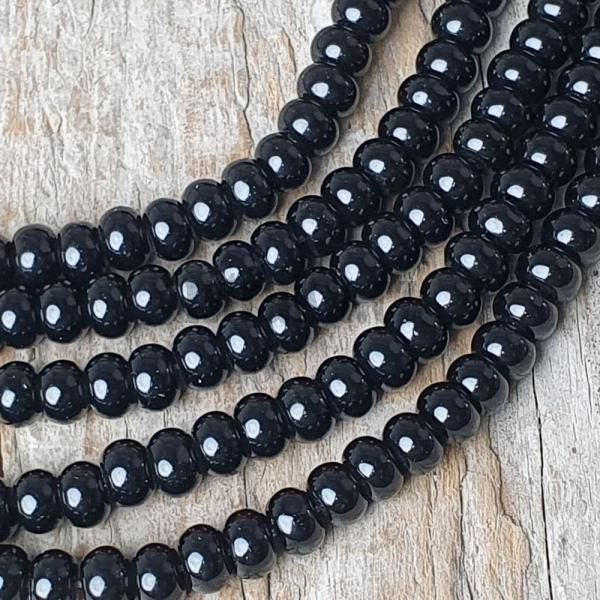 Obsidin ern korlky 4x6mm tun rondelky plra