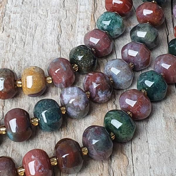 Jaspis ocensk korlky 8x12mm tlust rondelky s rokajlem plra
