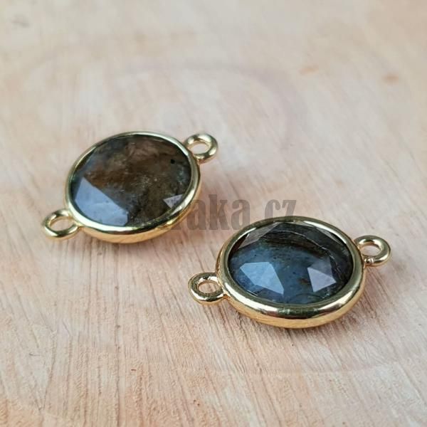 Medzikus labradorit 16x12mm placka se zlatm rmem