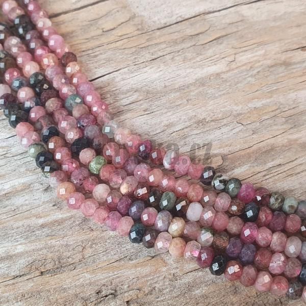 Turmaln mix barev korlky 4x3mm brouen rondelky plra