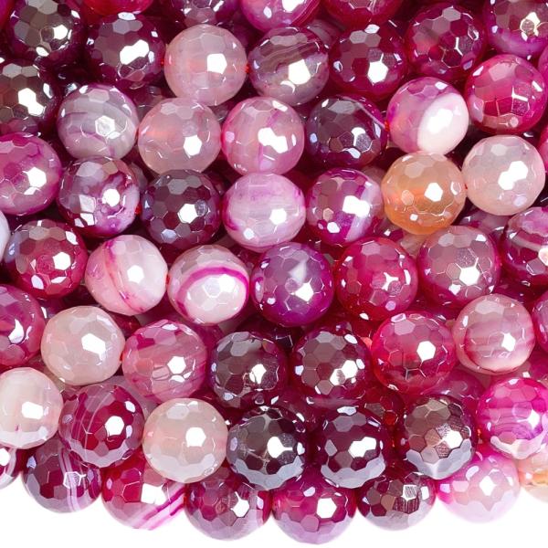 Ach�t krajkov� kor�lky 8mm brou�en� fuchsiov� s pokovem ���ra