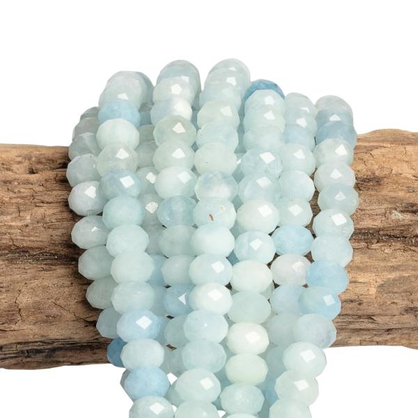 Akvamar�n kor�lky 6x4mm rondelky brou�en� p�l���ra