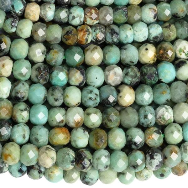 Tyrkys africk� kor�lky 3x2mm rondelky brou�en� ���ra