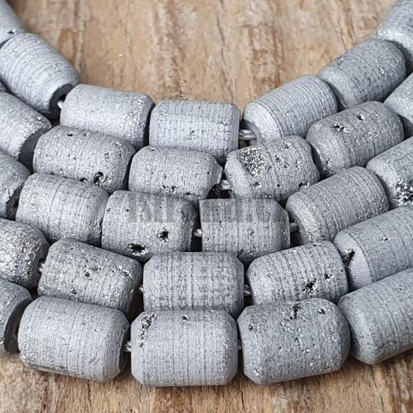 Acht drzov korlky 6x9mm stbrn matn plra