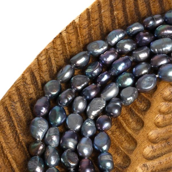 Perly ���n� kor�lky 7-8mm podlouhl� tmav� mix barev ���ra