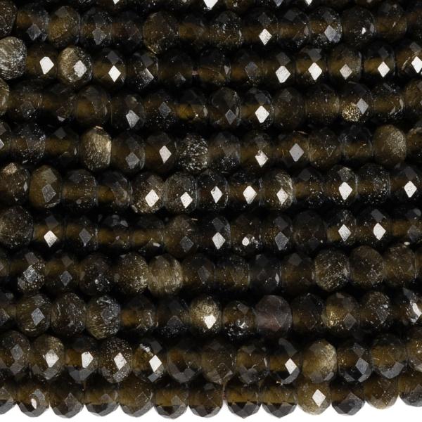 Obsidi�n zlat� kor�lky 3x2mm rondelky brou�en� ���ra