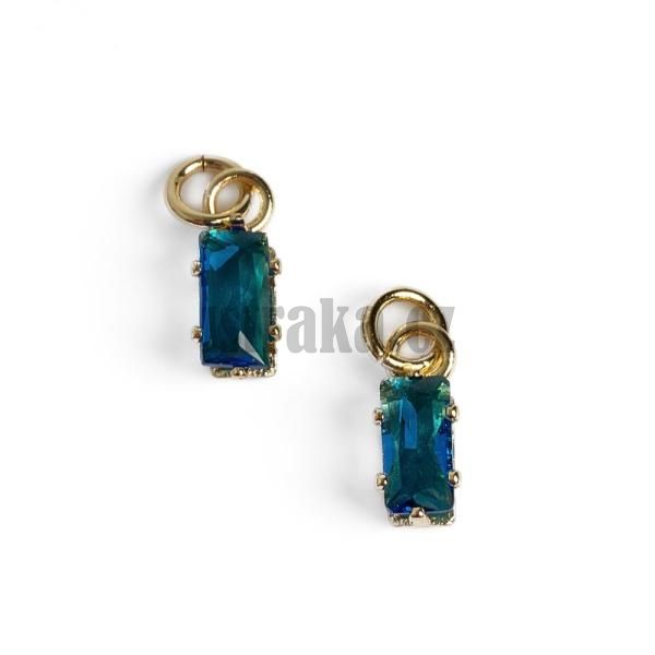 Obdlnk minipvsek zlat s modrm zirkonem