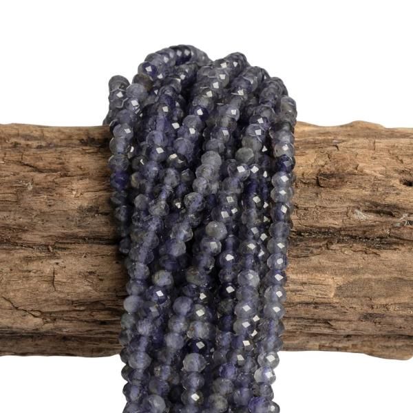 Iolit korlky 3x2mm rondelky brouen ra