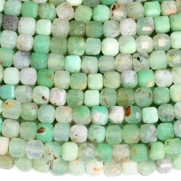 Chryzopras kor�lky 3,5mm kocky brou�en� p�l���ra