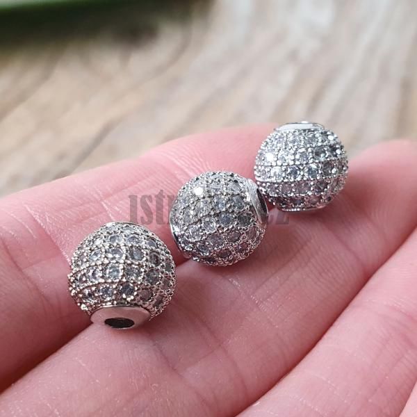 Korlek 10mm stbrn s blmi zirkony