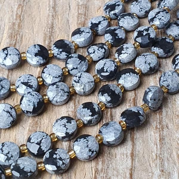Obsidin vlokov korlky 6mm disky brouen plra