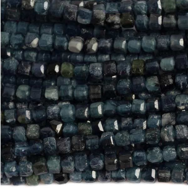 Turmaln modr korlky 2,5mm kostky brouen plra