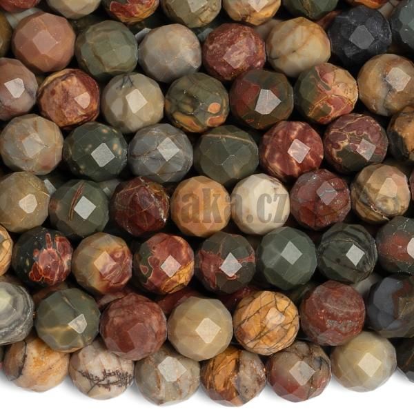Jaspis picasso korlky 8mm brouen ra