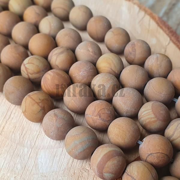 Jaspis woodgrain korlky 8mm matn ra