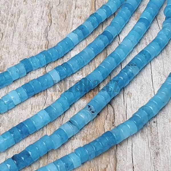 Jadeit modr korlky 4x2mm heishi plra