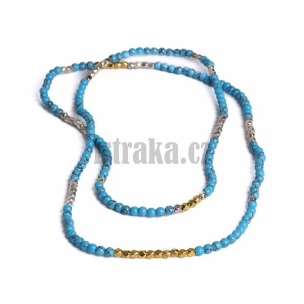 Nhrdelnk z tyrkysu syntetickho + hematit 4mm