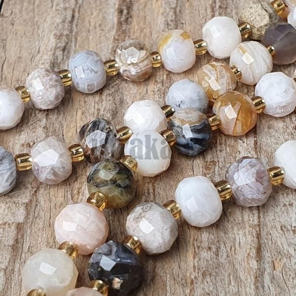 Acht bamboo korlky 6x8mm rondelky brouen plra