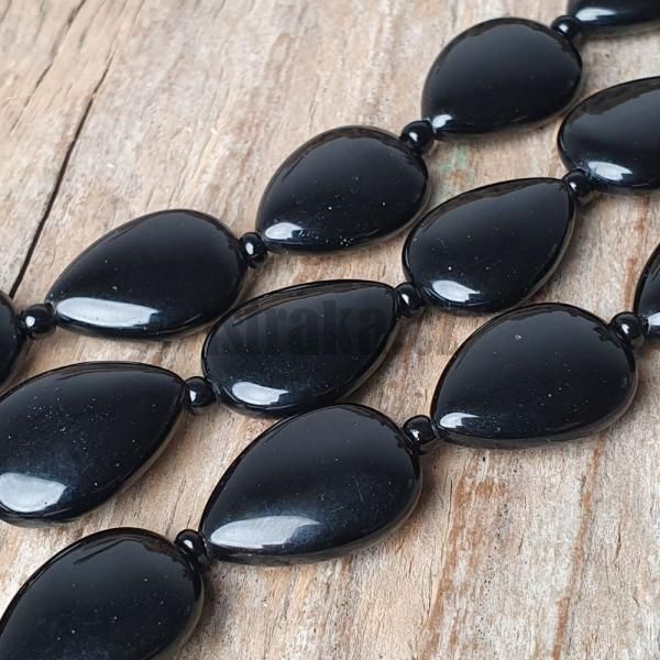 Obsidin ern korlky 13x18mm slza plra