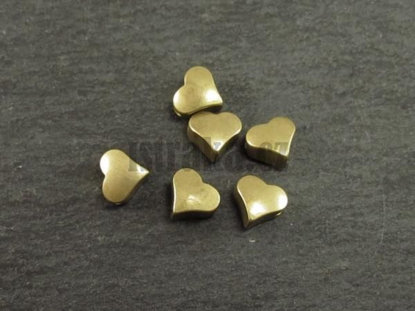 Srdíčko korálek 6mm antická zlatá ze slitiny 6 ks