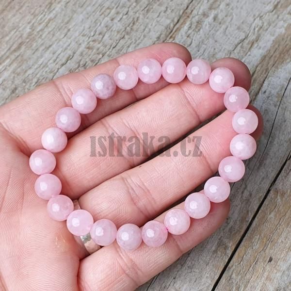 naramok-z-ruzeninu-madagaskar-8mm-bledoruzovy-leskly-na-gumicke-elasticky-vhodny-dar-zene