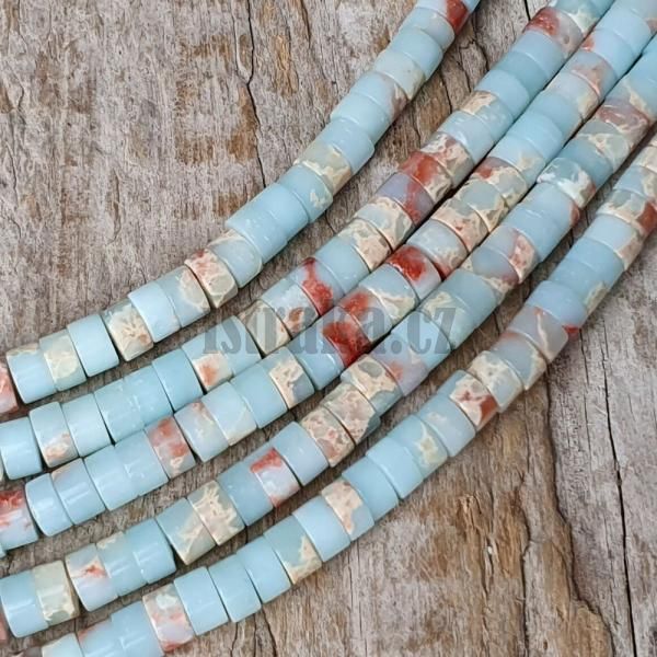 Jaspis aqua terra korlky 4x2mm heishi plra