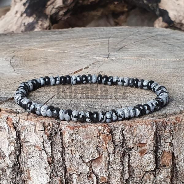 Nramek obsidin vlokov 2x4mm rondelky