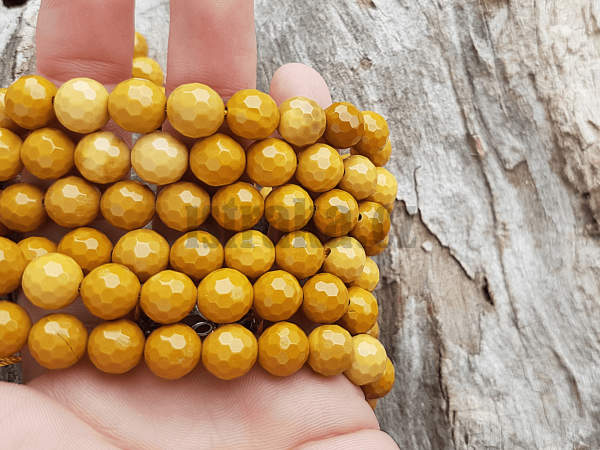 Jaspis mookait korálky 8mm žluté broušené šòùra