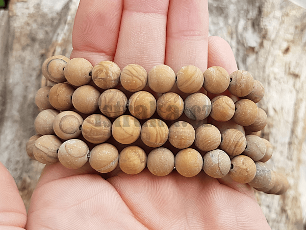 Jaspis woodgrain korlky 8mm matn ra