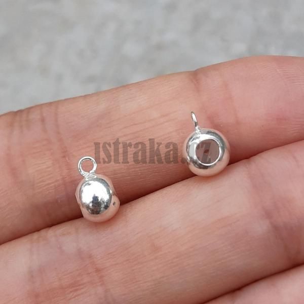 Korlek se zvsem a silikonovou zarkou 6x5mm Ag925 stbrn
