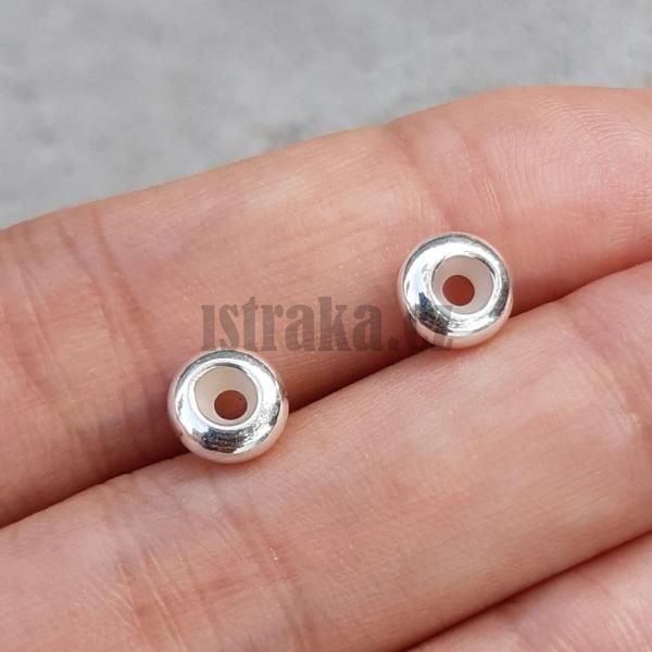 Korlek rondelka se silikonovou zarkou 7x3mm Ag925 stbrn