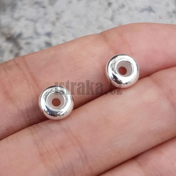 Korlek rondelka se silikonovou zarkou 8x3mm Ag925 stbrn