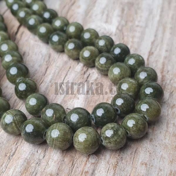 Jadeit korlky 8mm olivov ra